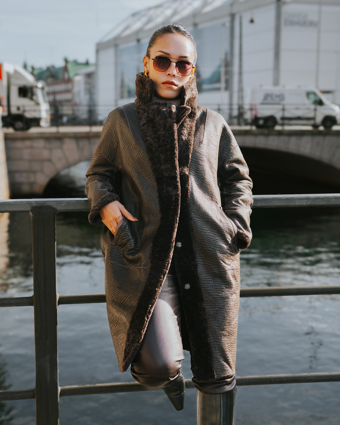 Izel, 95 cm. - Collar - Nappa Lamb - Women - Brown