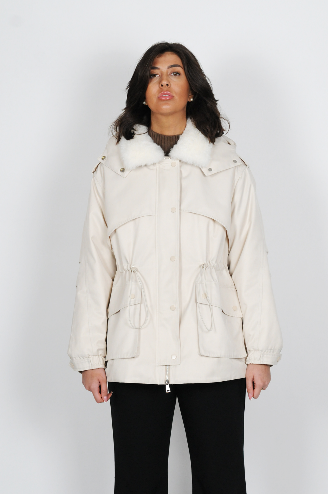 Honfleur, 77cm. OFF WHITE - Textile jacket - Women