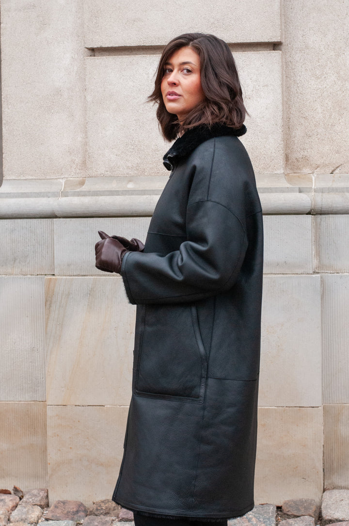 Isilda 105 cm. - Rulam frakke - Dame - Sort