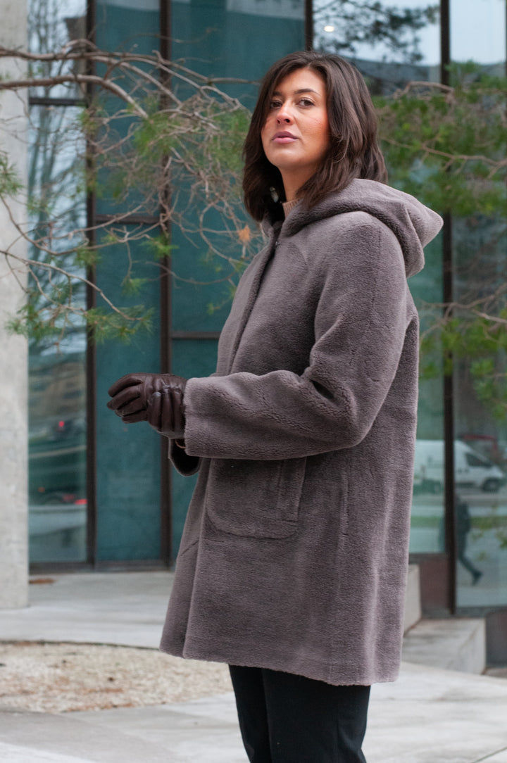 Fernana, 85 cm - Hood - Air Wool - Women - Brown