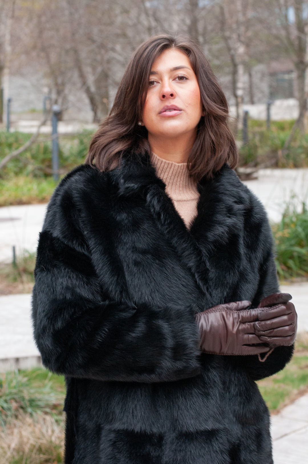 Hellani, 95 cm. - Krave - Toscana Lam - Jacket - Kvinde - Sort 