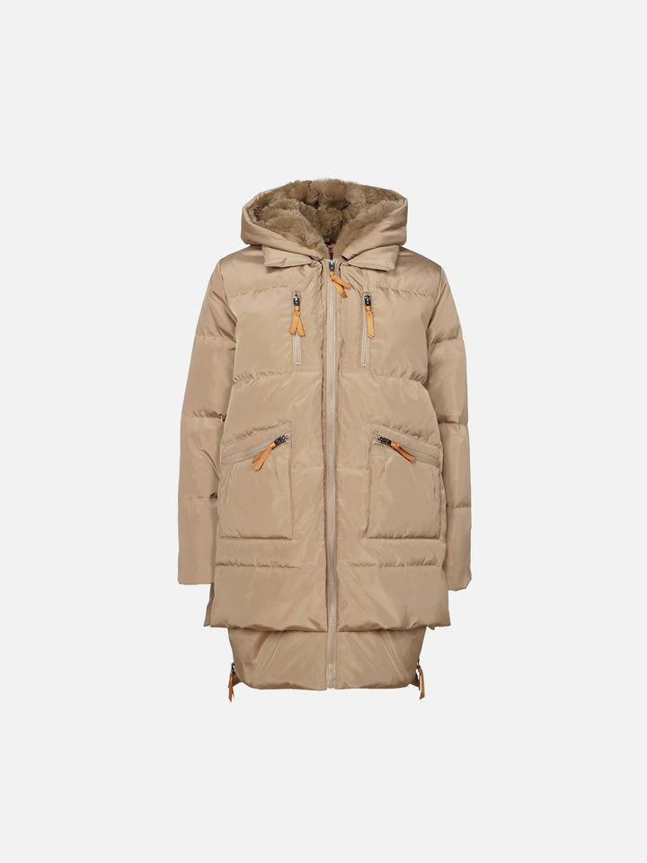 Forever, 90 cm. - Kapuze - Daunenjacke - Damen - Camel