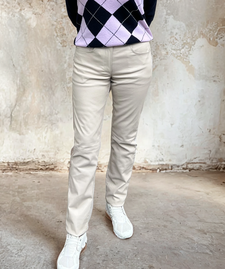 Envi-Hose – Lamm-Stretch-Leder – Damen – Beige