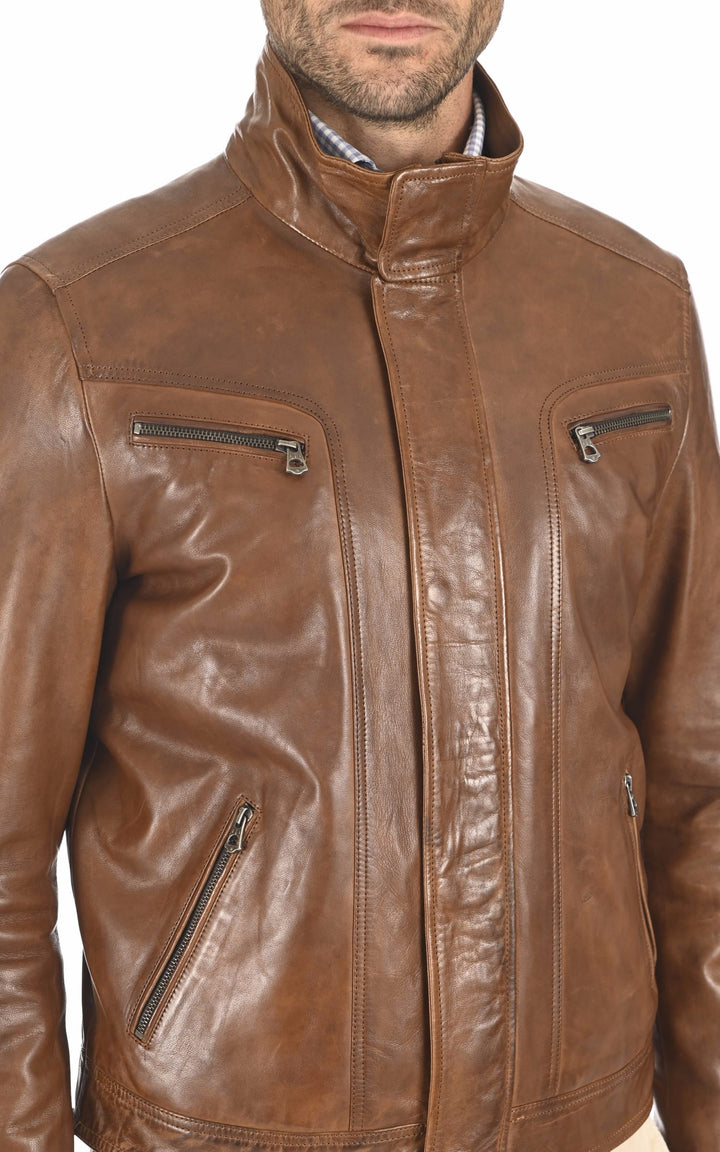 Blouson Cuir Homme Daytona 73, modèle Falconero 100737 de couleur marron