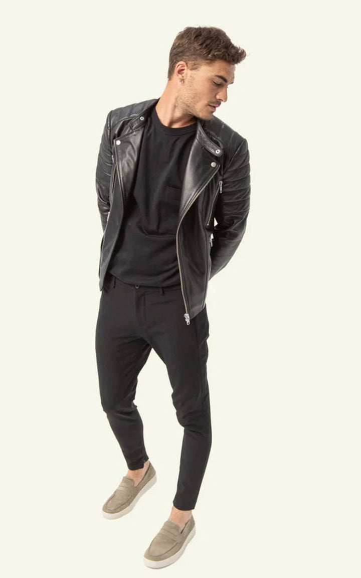 Blouson Cuir Homme Serge pariente, modèle Gladiator de couleur noir