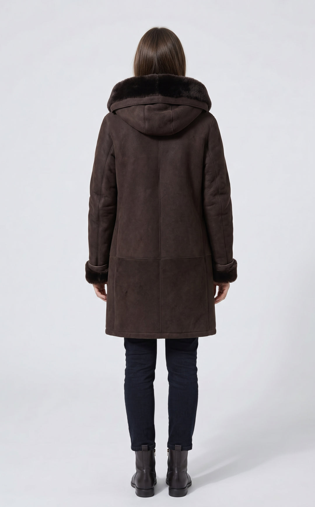 969, 90 cm. - Hette - Semsket lam - Dame - Mørkebrun