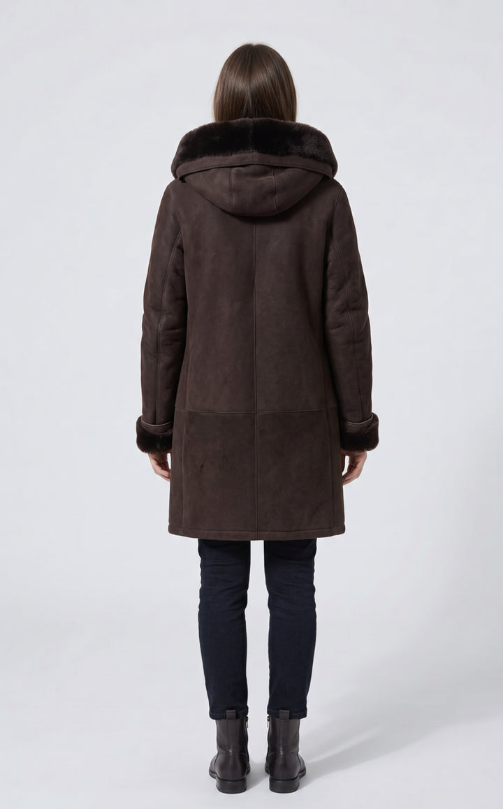 969, 90 cm. - Hette - Semsket lam - Dame - Mørkebrun