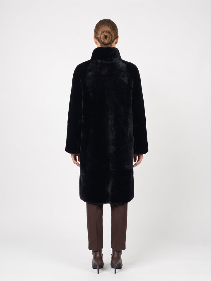 Jamie, 105 cm. - Krage - Nappa Lamb - Dame - Svart