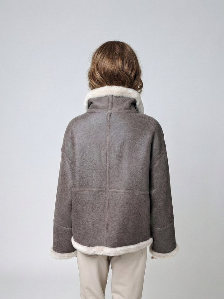 Iolande, 60 cm. - Krage - Nappa Lamb Crack - Dam - Brun