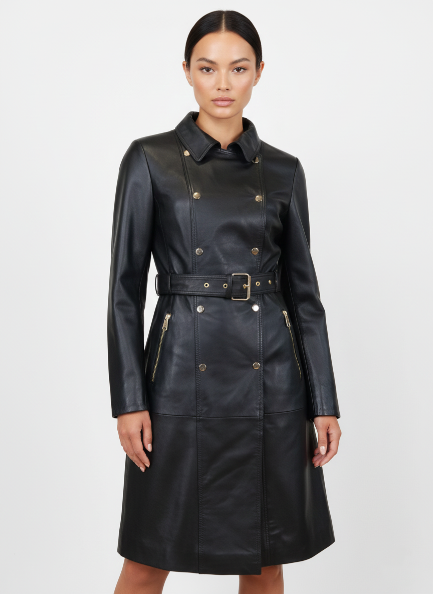 Pritta, 100 cm. - Collar - Lamb Thick Dace Leather -Women - Black