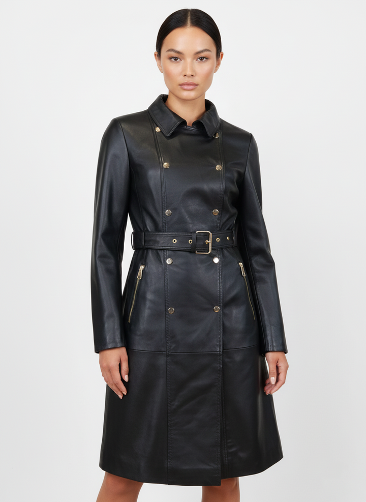 Pritta, 100 cm. - Collar - Lamb Thick Dace Leather -Women - Black