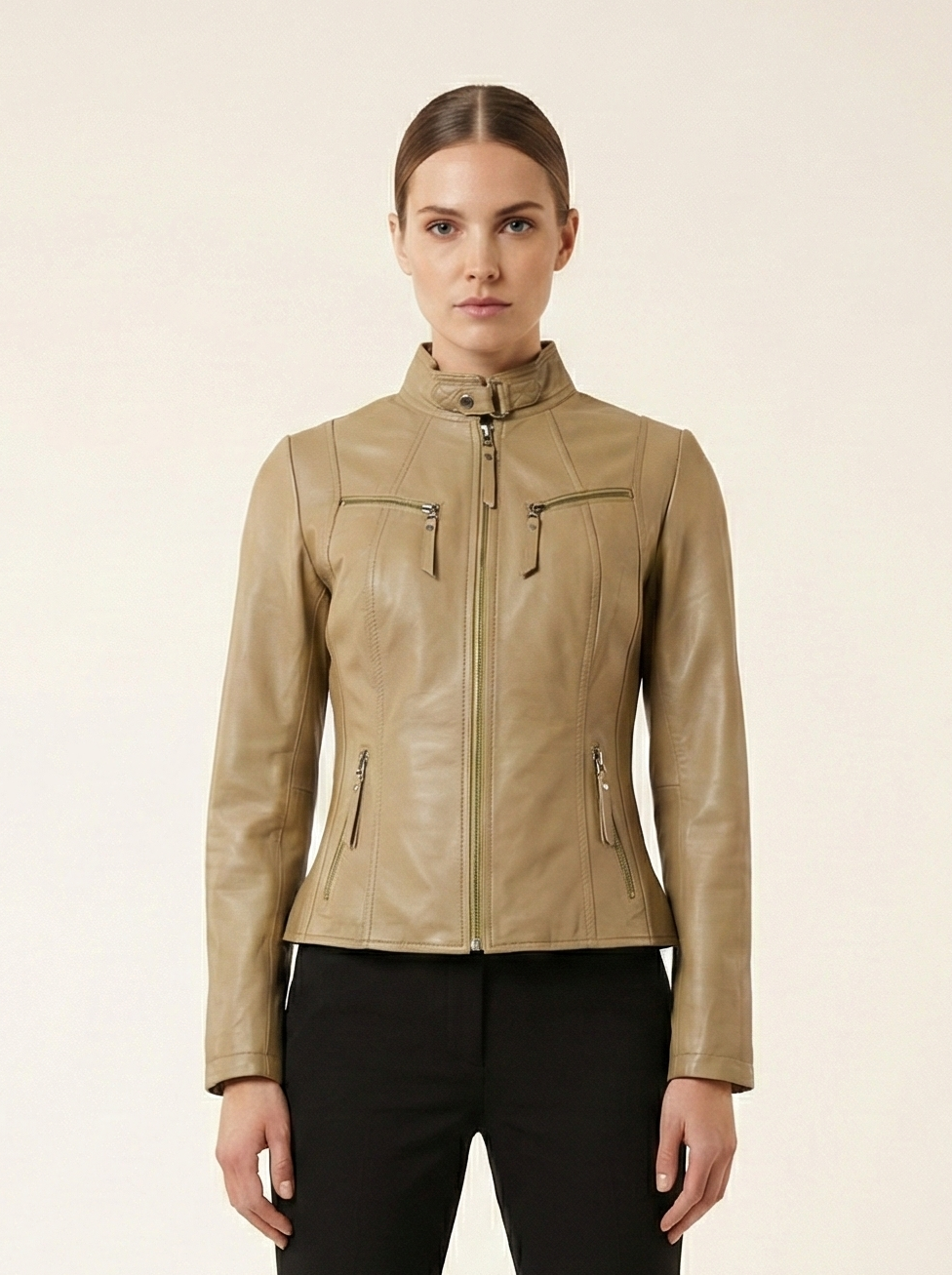 P 14-01, 55 cm. - Lamb Olive Tanned Leather-Wome - Olive