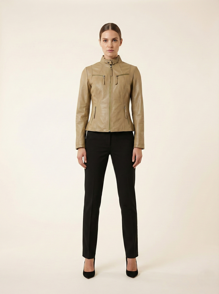 P 14-01, 55 cm. - Lamb Olive Tanned Leather-Wome - Olive