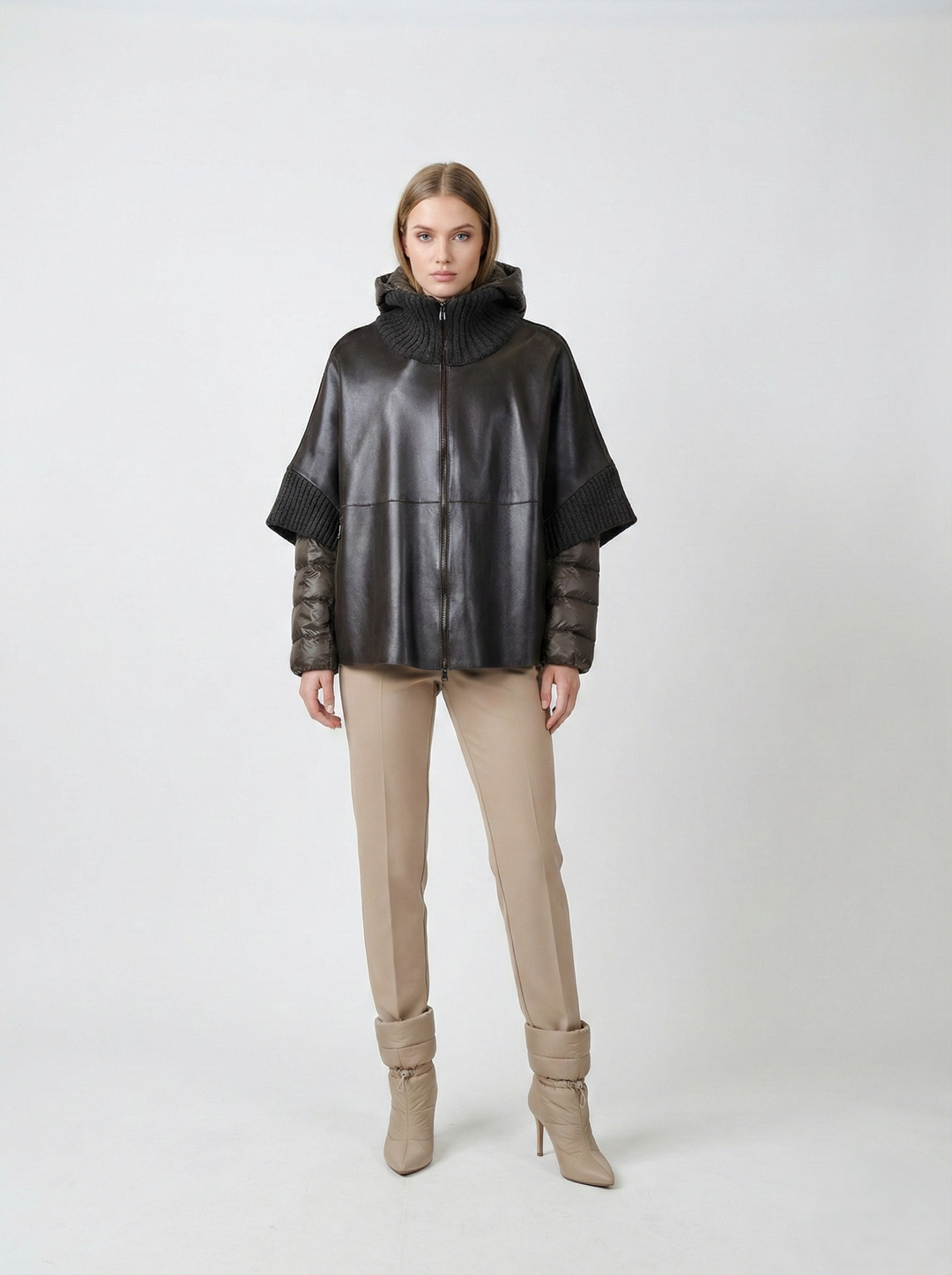 Lucia - Huva, 65 cm. - Lamm Malli Läder - Dam - Svart