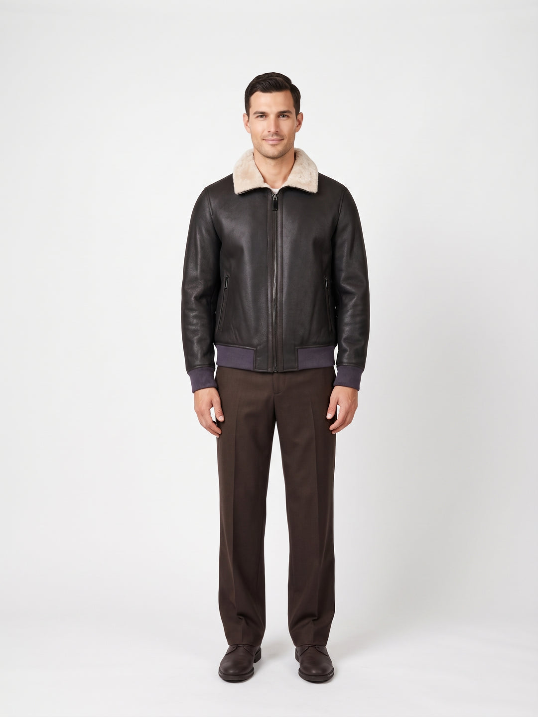 Iker, 66 cm. - Collar Nappa Lamb Crack - Man Dark Brown