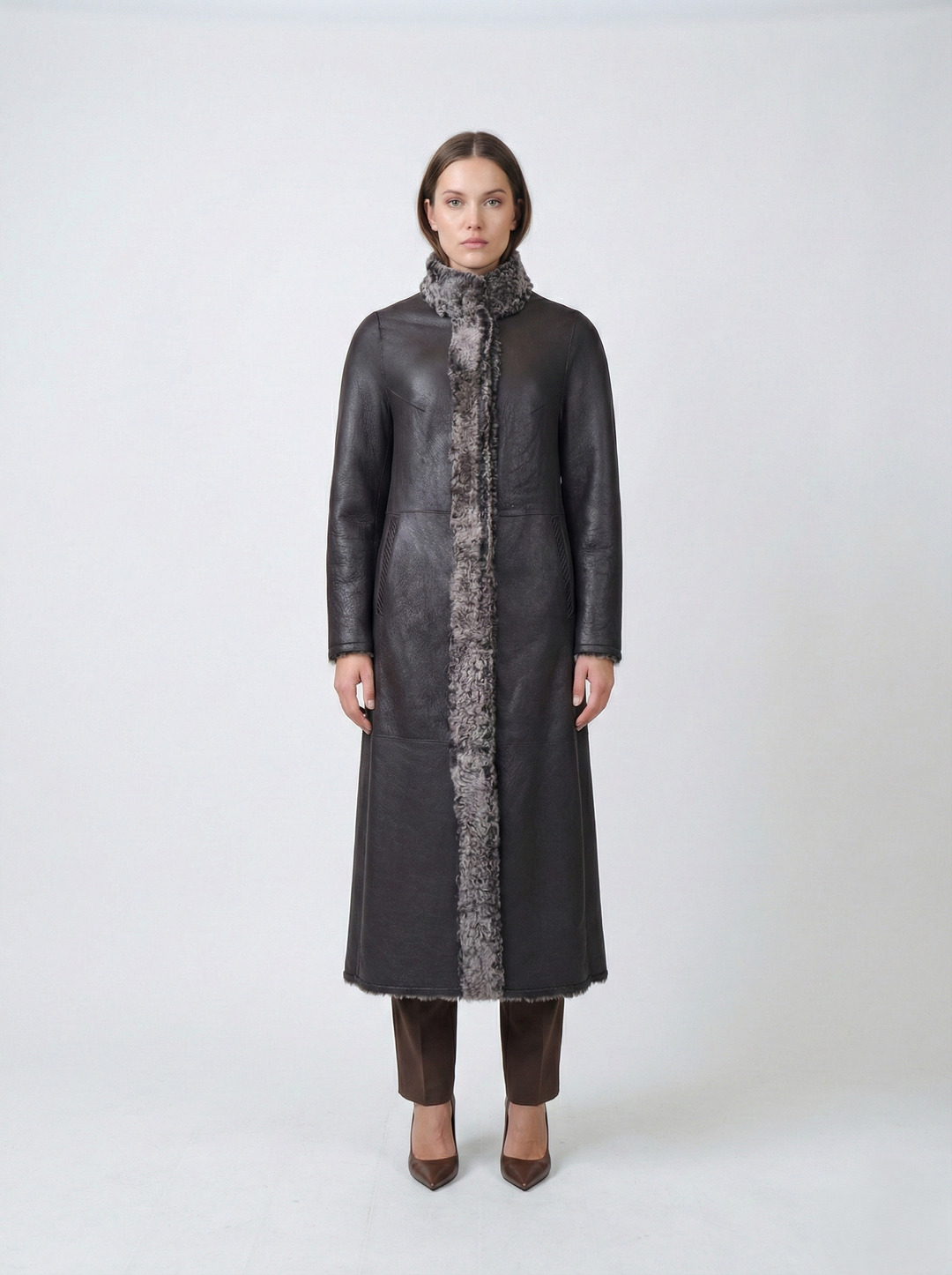 Innocente, 125 cm. - Collar - La Coon Lamb - Women - Dark Brown