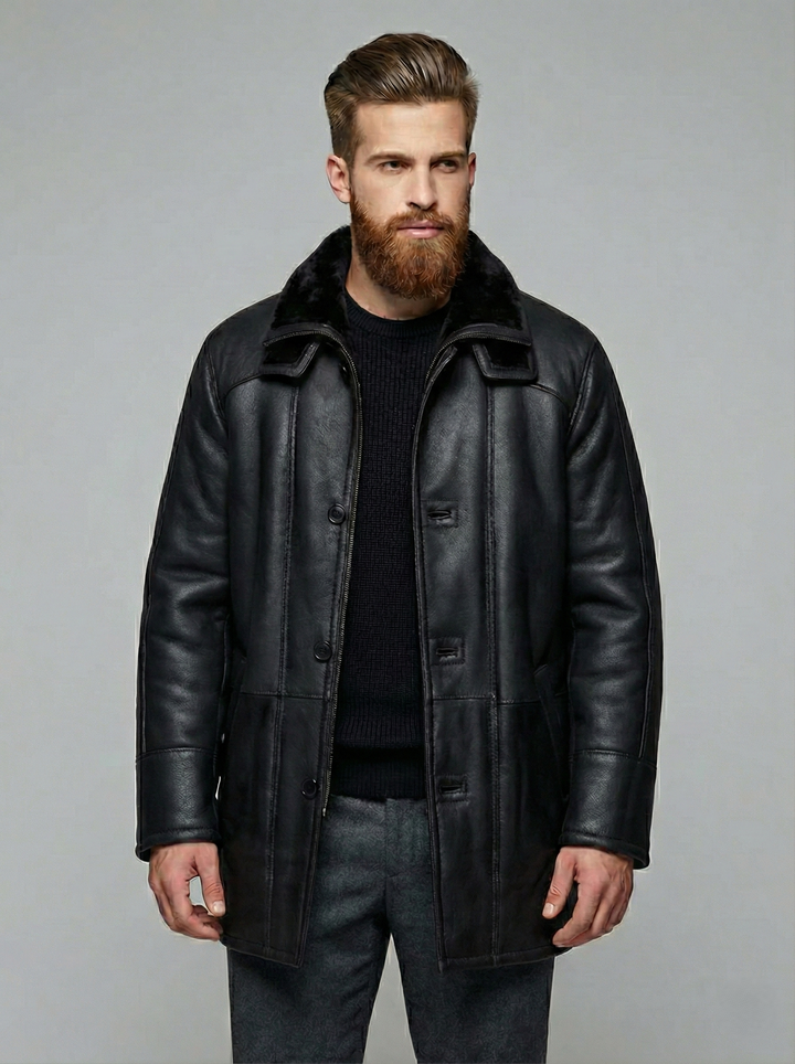 Owen, 85 cm. - Nappa Lamb Crack - Mann - Svart