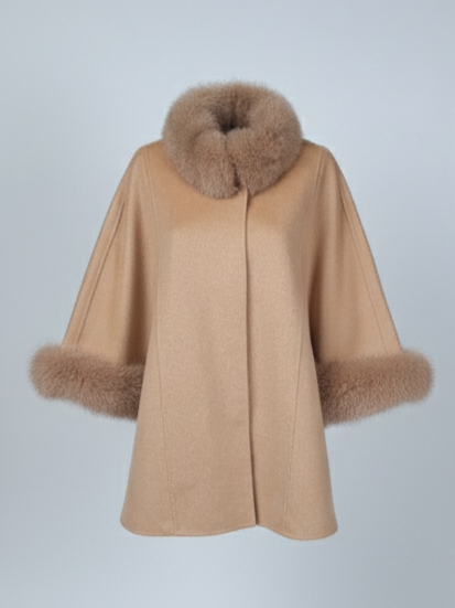 Damini Poncho, 75 cm. - Ull - Dam - Kamel