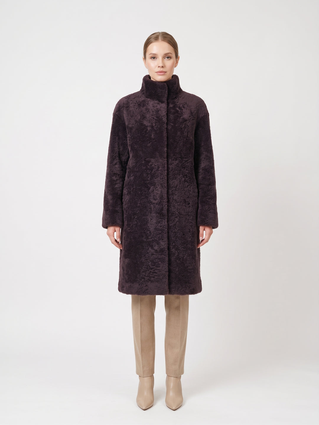 Filuka, 100 cm. - Collar Curly Lamb - Women Coffee