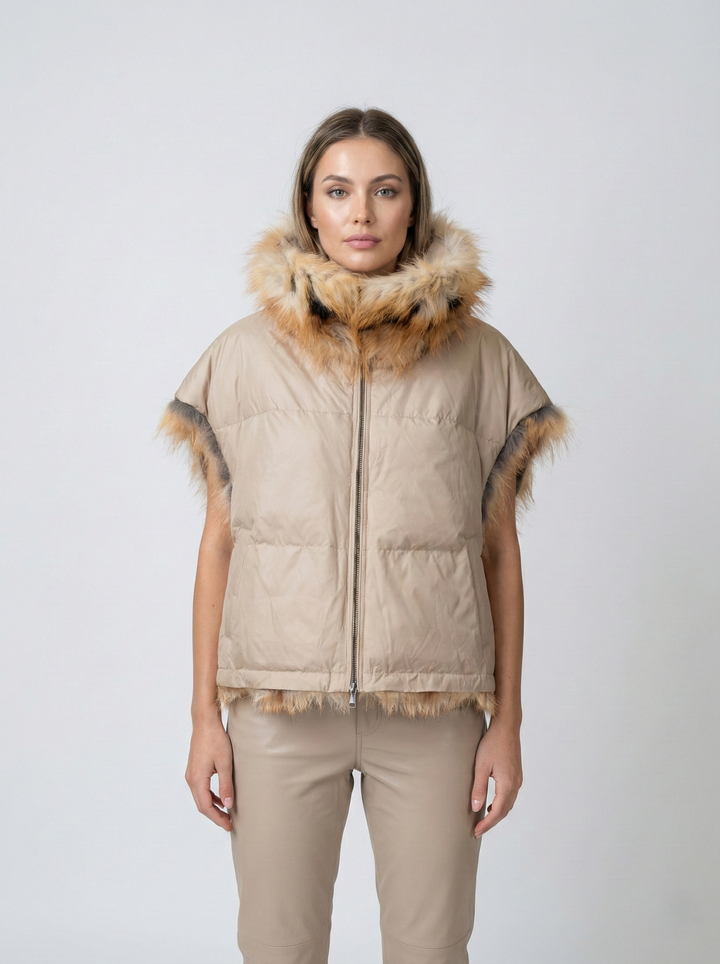 Juvigny Vest, 55 cm. - Collar Red Fox - Women Natural