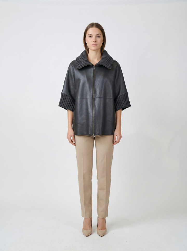 Flora Cape - Lamb Leather - Women - Black