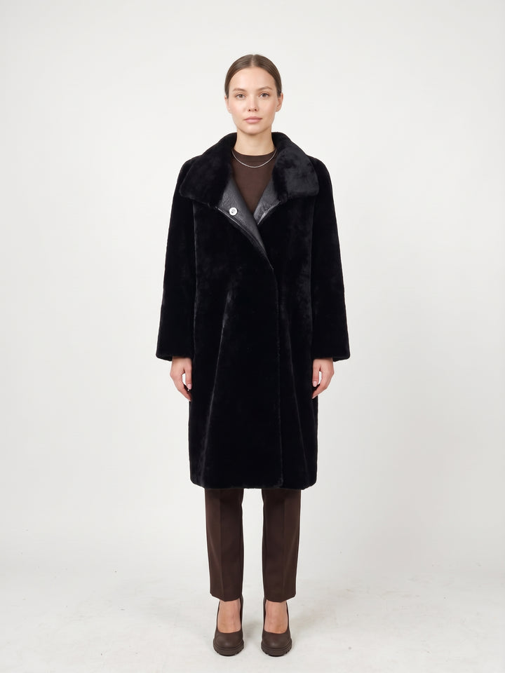 Jamie, 105 cm. - Krage - Nappa Lamb - Dame - Svart