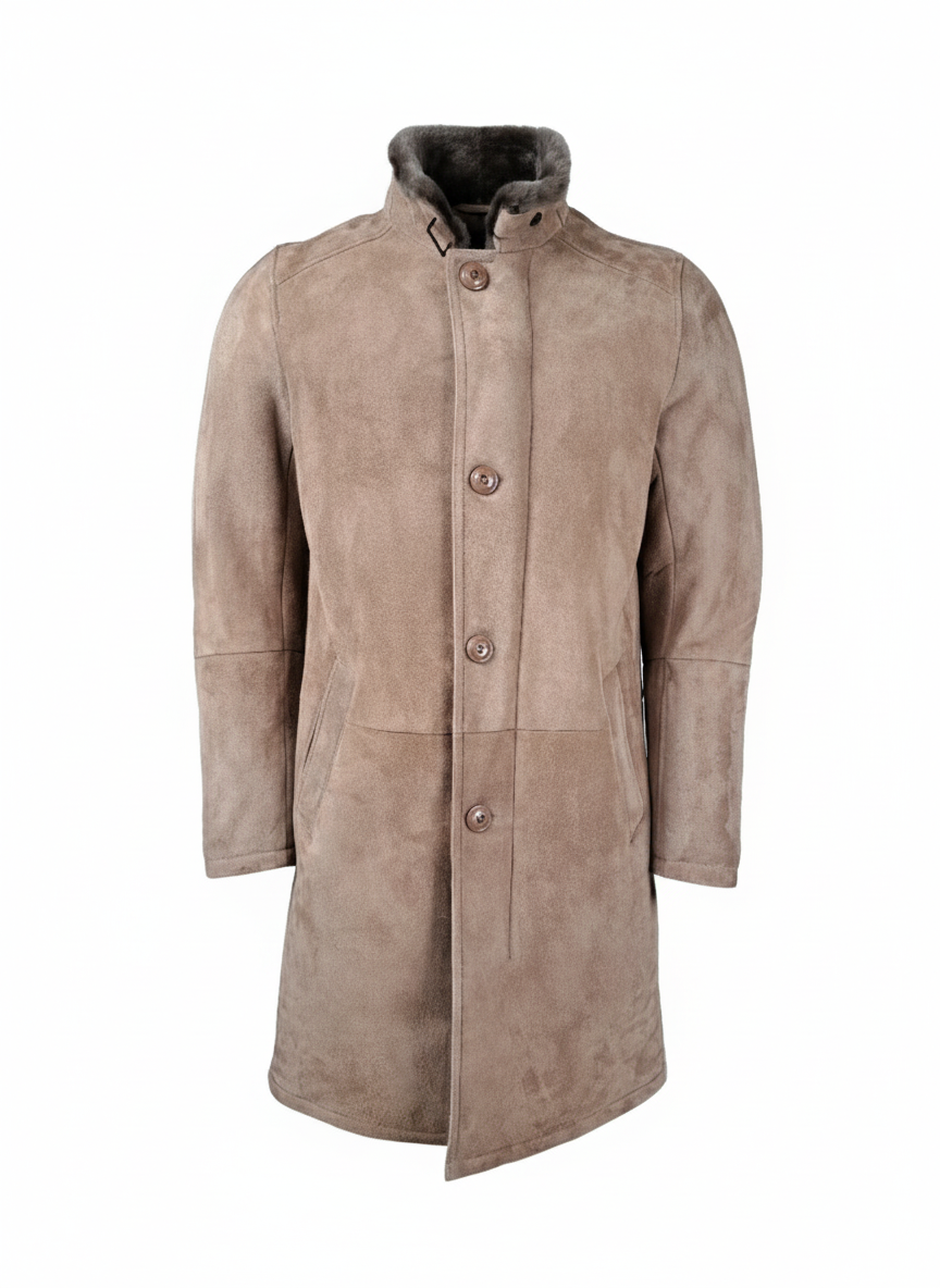 Carlo, 100 cm. - Collar - Suede Lamb - Man - Dark Oak