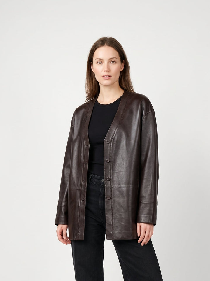 Dona, 75 cm. Lamb Polish Nappa Leather Coffee Brown