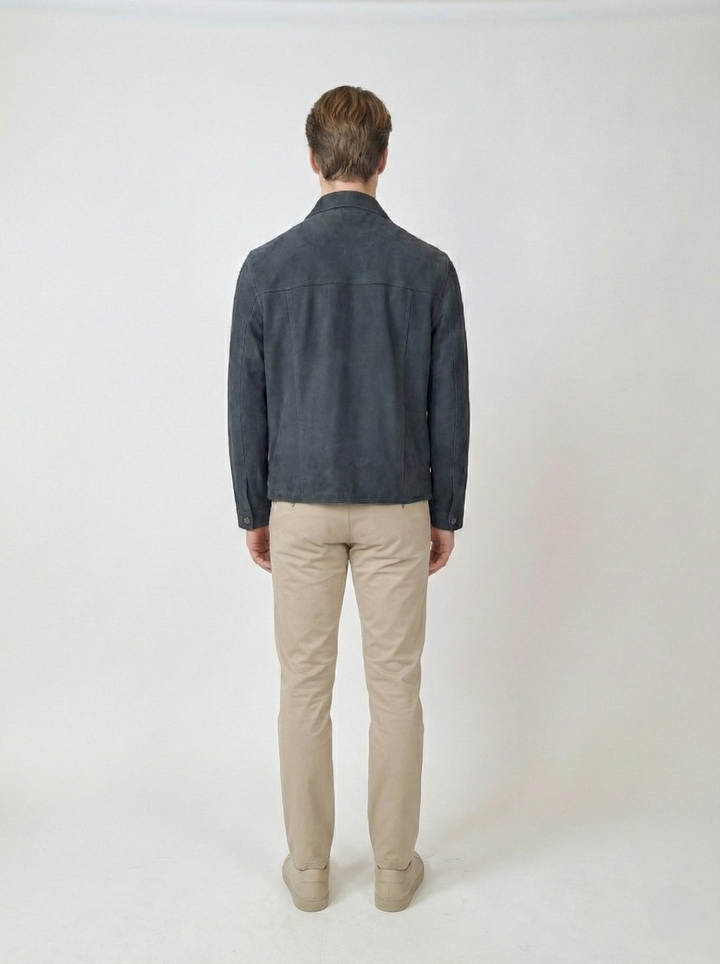 Gundter, 70 cm. - Collar - Goat Suede Leather - Man - Midnight Blue