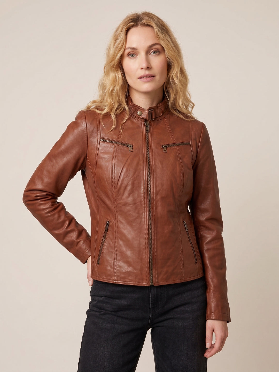 Merry - Lamm Polish Nappa Leather - Dark Tan