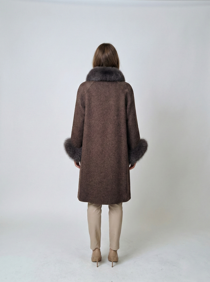 Jilibi, 95 cm. Krage - 100% Ull - Dam - Brun