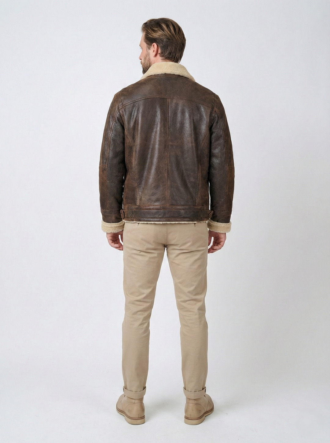 Biggles – Lamm-Tornado-Leder – Herren – Mittelbraun