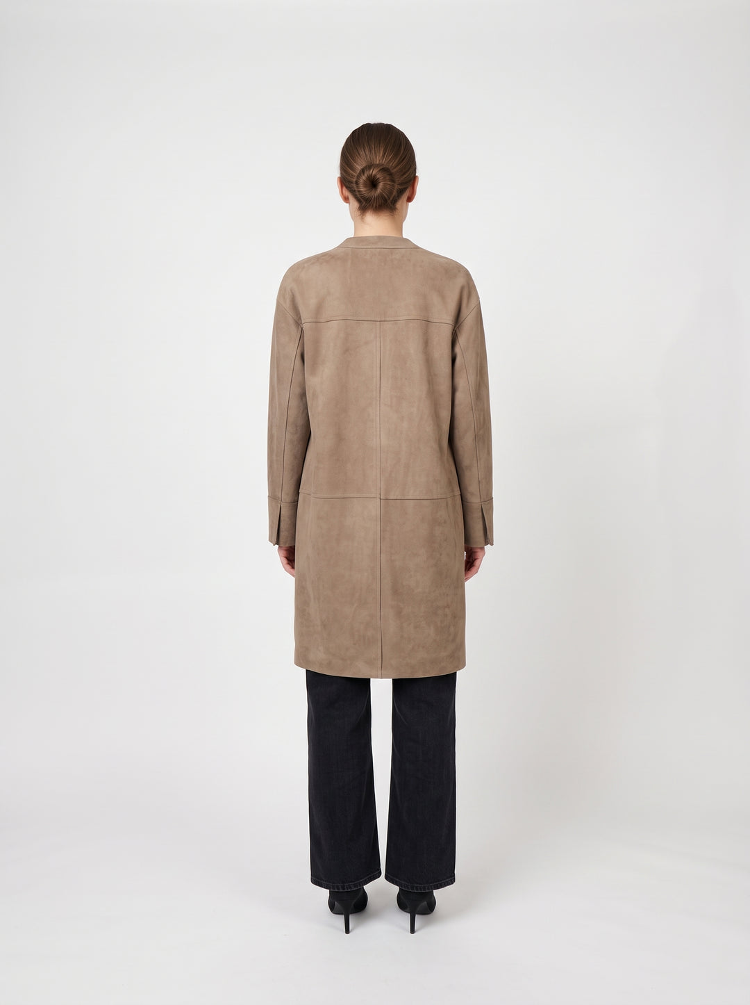 Fina, 98 cm. Goat Suede Leather - Women Light Olive