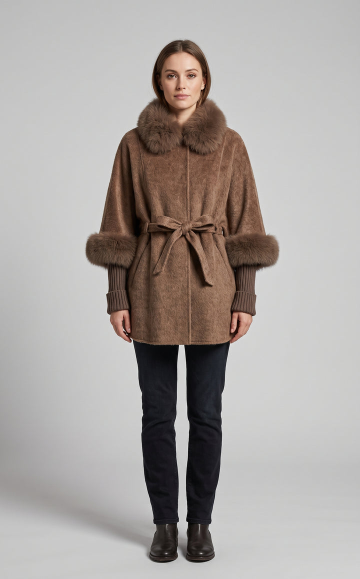 Jamabi Cape, 80 cm. Wool & Cashmere - Women - Taupe