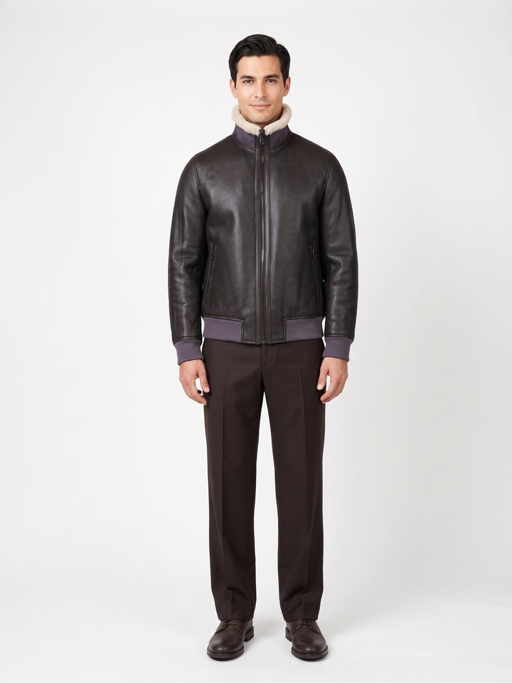 Iker, 66 cm. - Collar Nappa Lamb Crack - Man Dark Brown