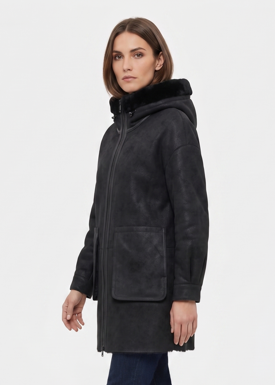 Gavina, 84 cm. - Hette - Nappa Lamb - Dame - Svart