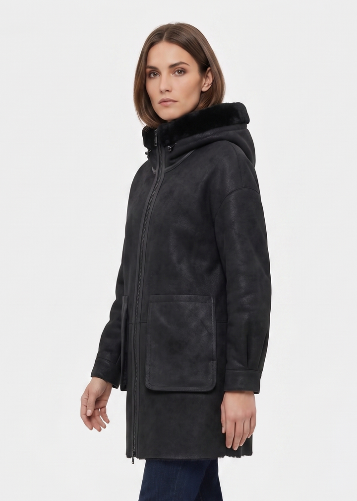 Gavina, 84 cm. - Hette - Nappa Lamb - Dame - Svart