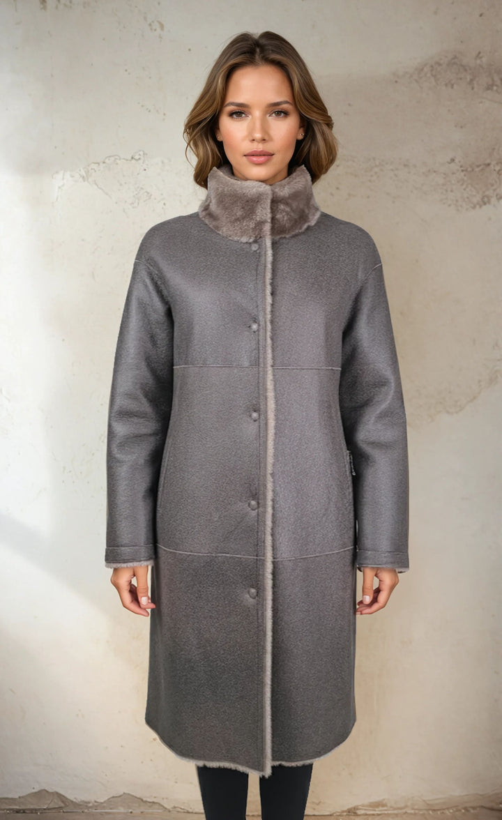 Giorgiana, 95 cm. - Krave - Nappa Lamb Crack Washed -Damer - Brun