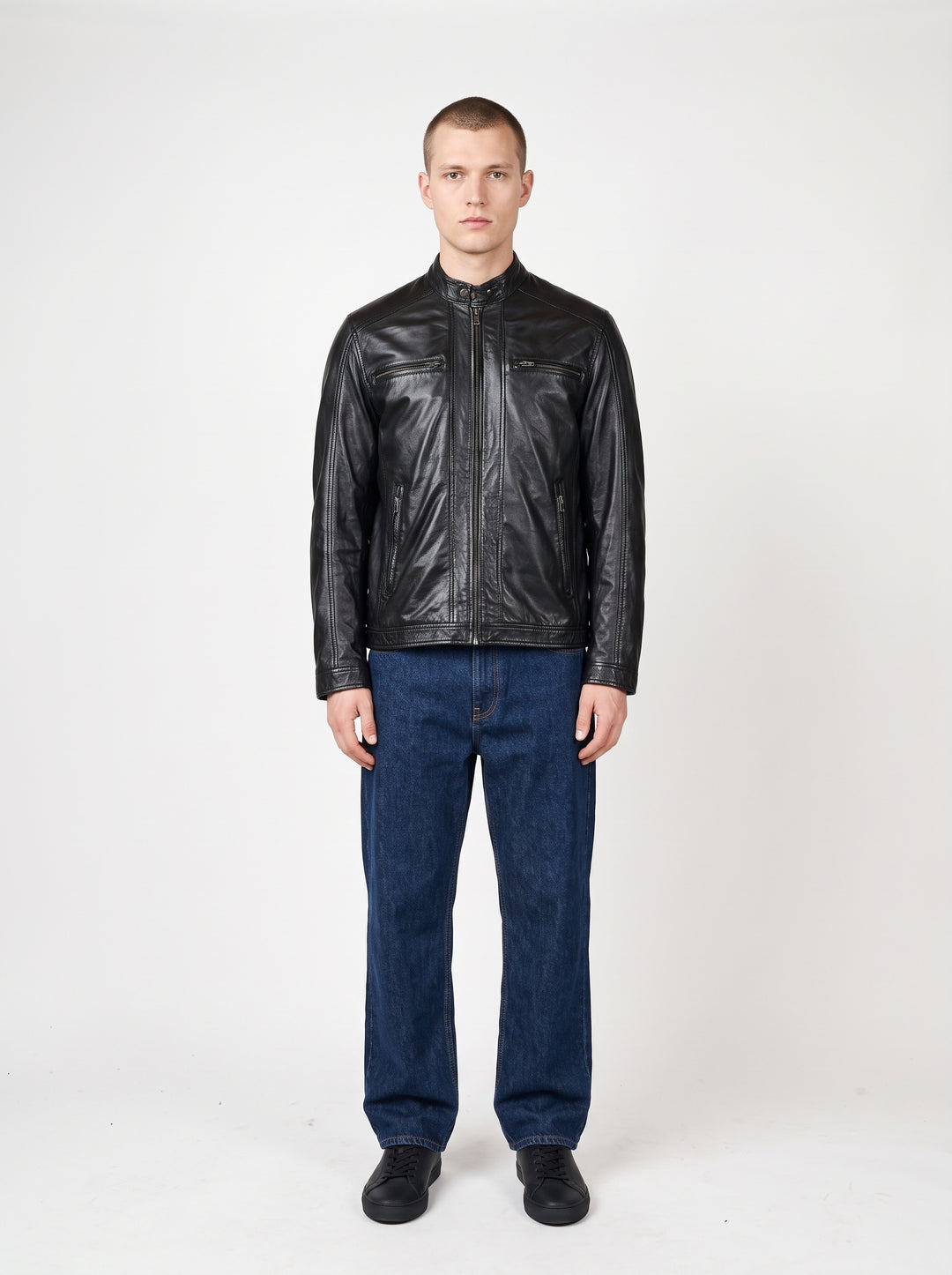 New Victor Lamb Polish Nappa Leather -Man Black