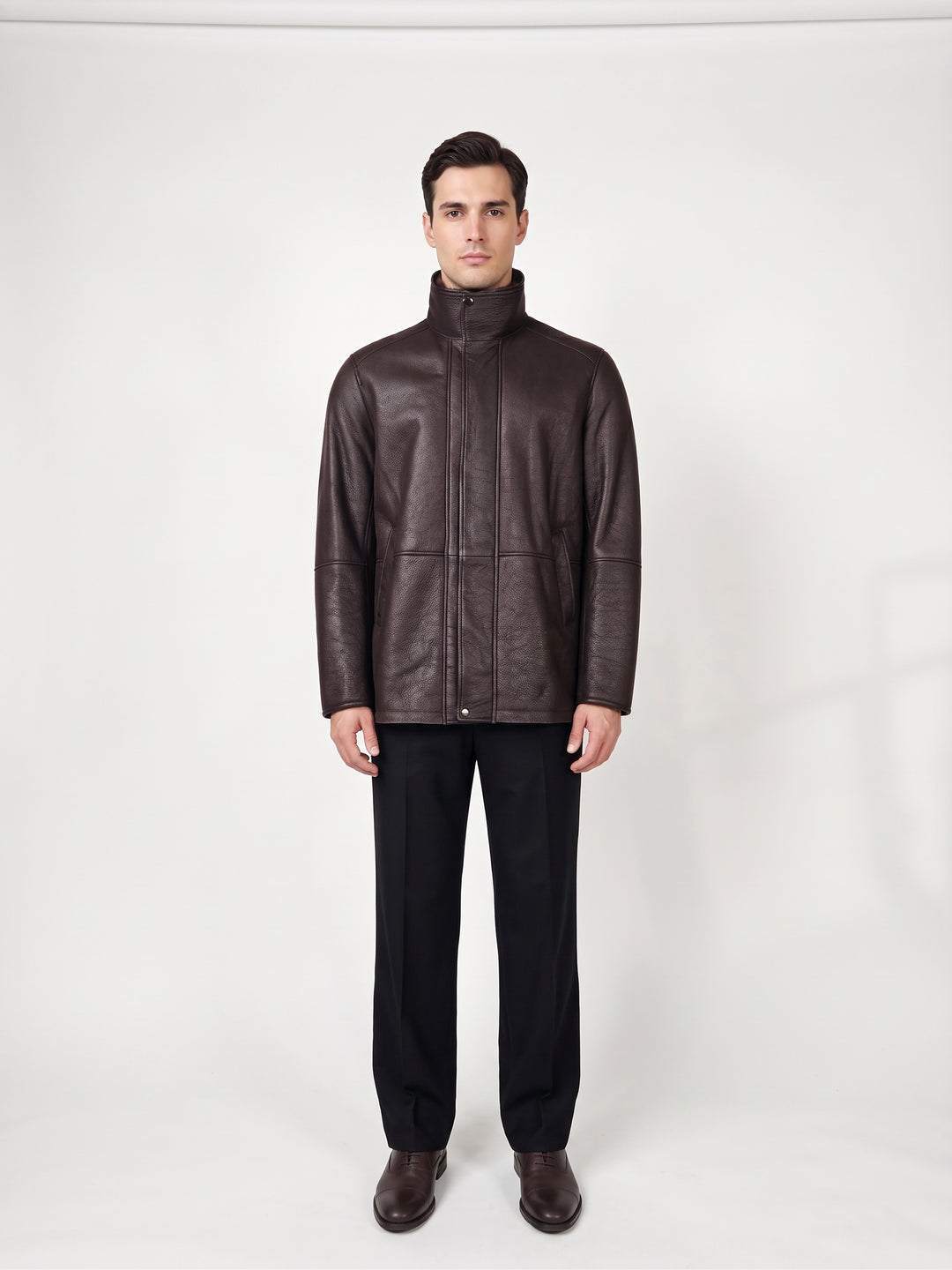 Kamil, 80cm Nappa Lamb Crack - Man Dark Brown
