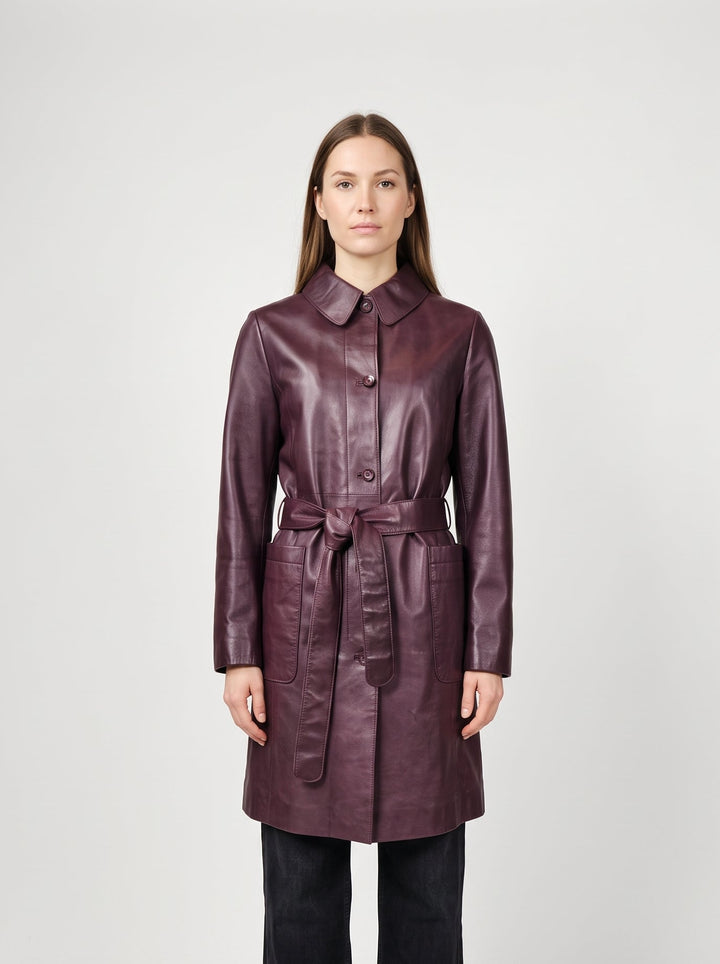 Alice, 92 cm. Lamb Thick Dace Leather -Women Bordeaux