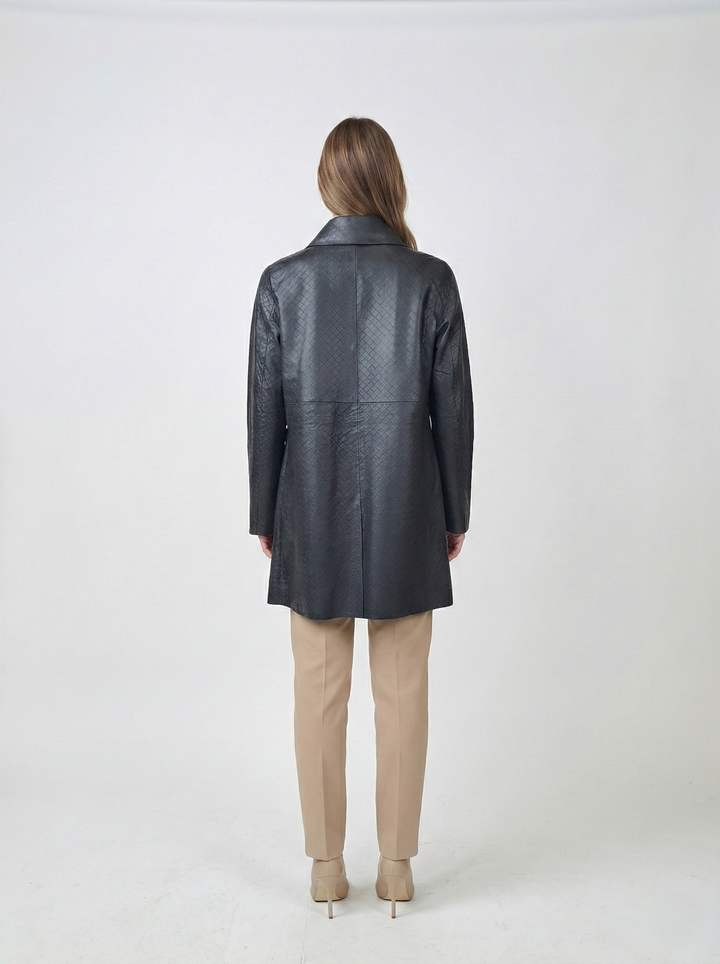 Valentina, 85 cm. - Collar - Lamb Leather - Women - Black