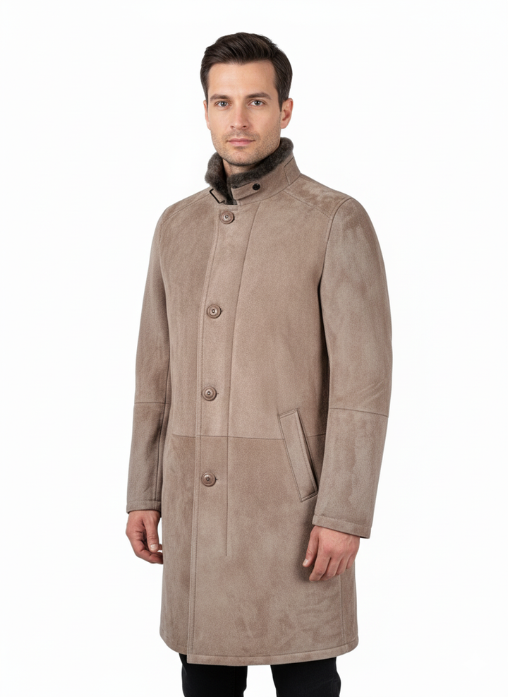 Carlo, 100 cm. - Collar - Suede Lamb - Man - Dark Oak