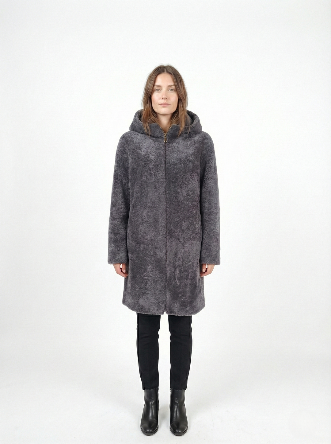 Delaney, 87 cm. - Hood - Curly Lamb - Kvinder - Segred Gray