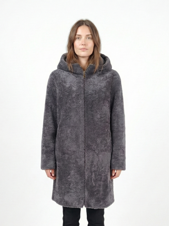 Delaney, 87 cm. - Hood - Curly Lamb - Kvinder - Segred Gray