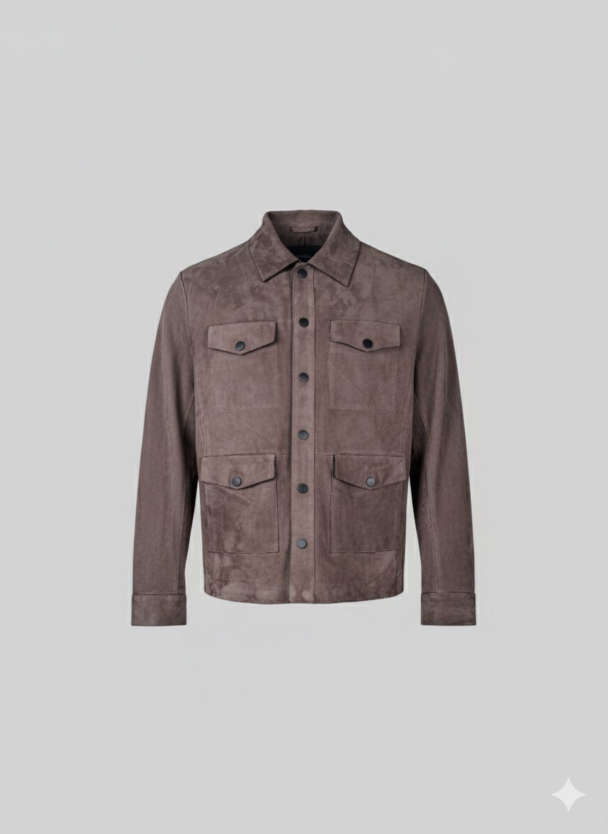 Gerhard, 65 cm. - Collar - Goat Suede Thick Leather - Man - Dark Grey