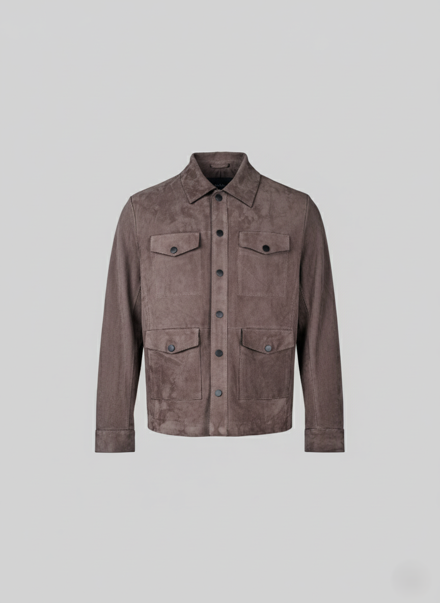 Gerhard, 65 cm. - Kragen - Dickes Ziegenveloursleder - Herren - Dunkelgrau