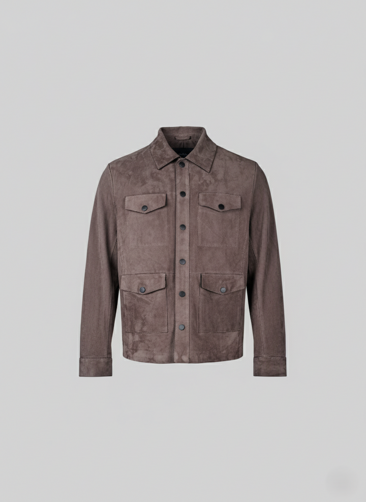 Gerhard, 65 cm. - Kragen - Dickes Ziegenveloursleder - Herren - Dunkelgrau