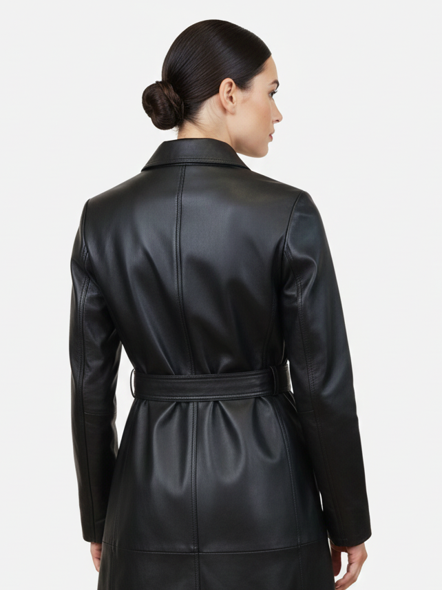 Pritta, 100 cm. - Collar - Lamb Thick Dace Leather -Women - Black