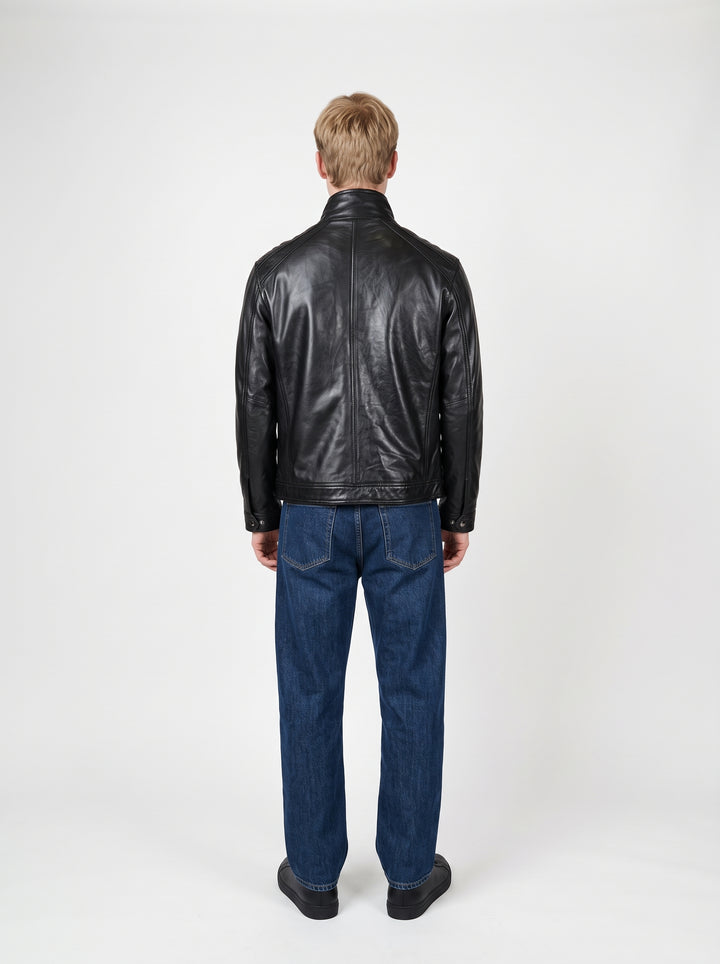 Breton, 66 cm. Lamb Polish Nappa Leather -Man Black